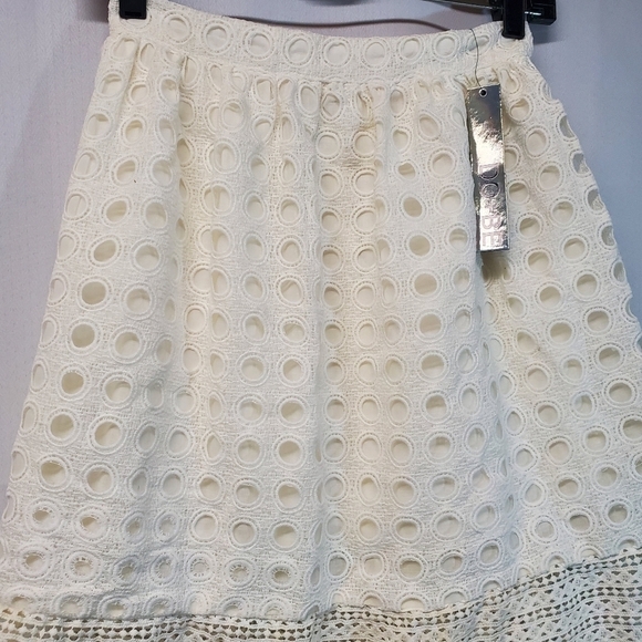 NWT Ivory White Eyelet Midi Light Academia Skirt by Do+Be - Picture 2 of 8